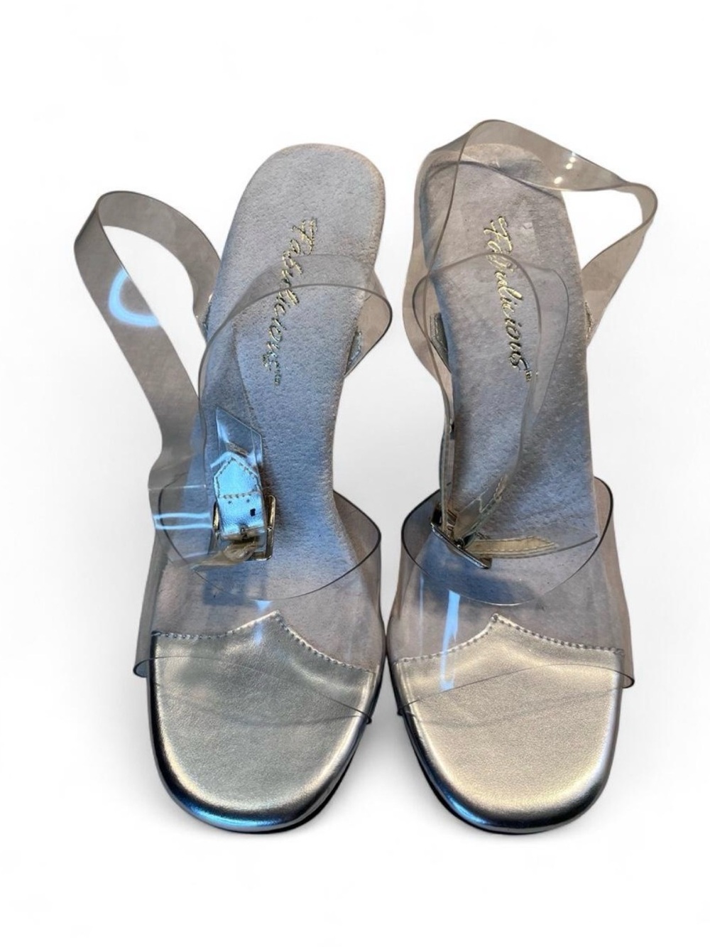 Silver Clear Strap Slingback Sandals